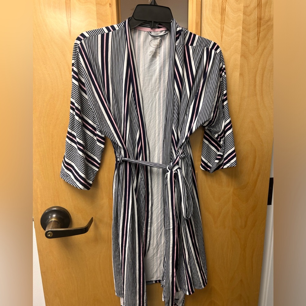 Laura Ashley Striped Robe with Pink and Blue Accents large